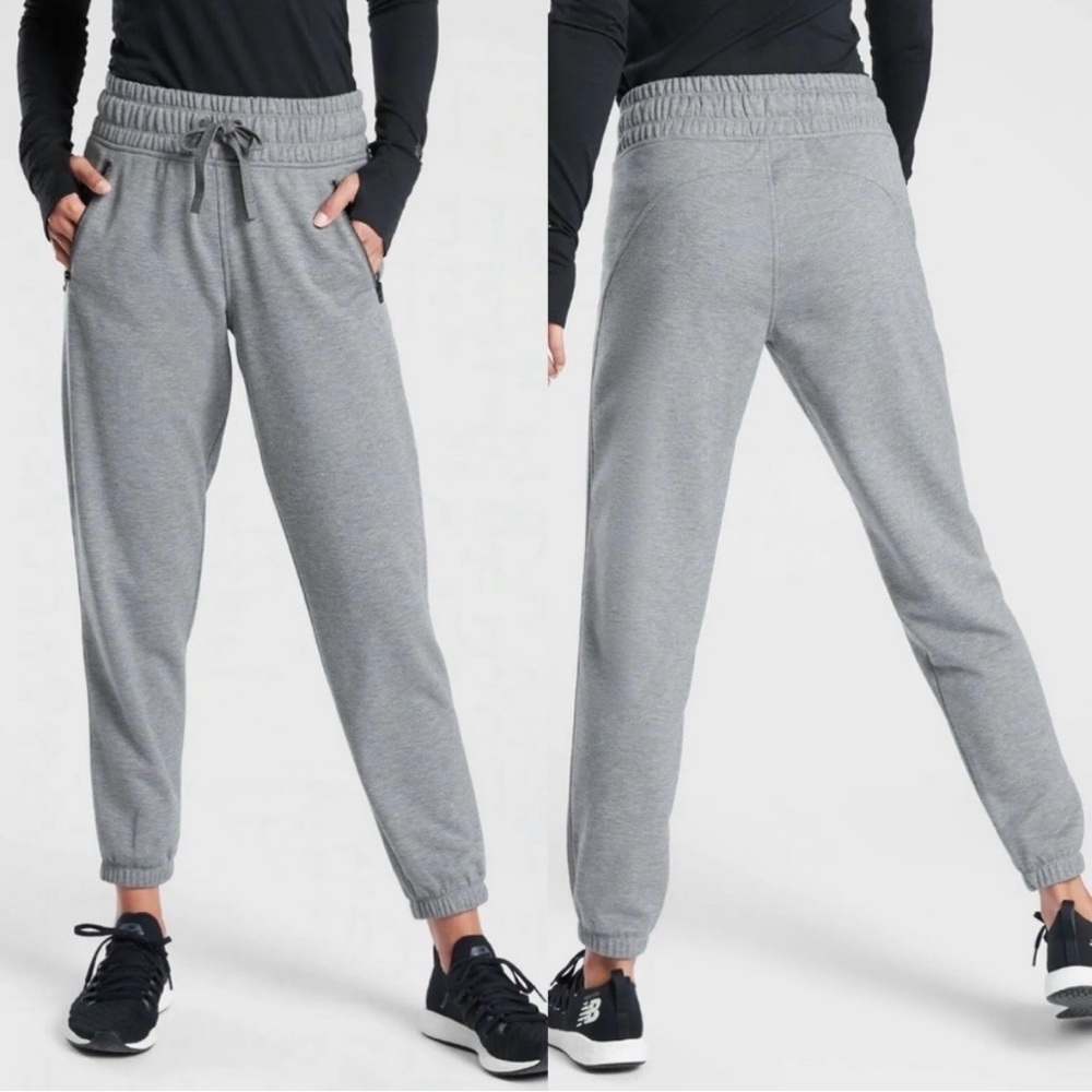Athleta Bounce Back Joggers Gray XS Stretch Drawstring Sweatpants Pants Cozy